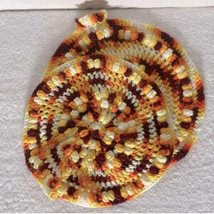 Vintage  MCM Colours Handmade Crochet Knit Hot Pads